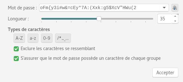 Génération de mots de passe avec KeePassX